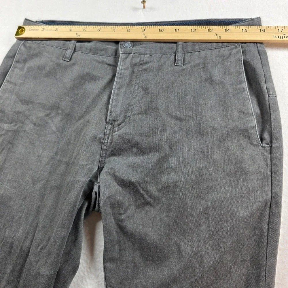 Volcom Chino Pants Mens 30 Charcoal Grey‎ Slim Straight Faded Distressed Skater